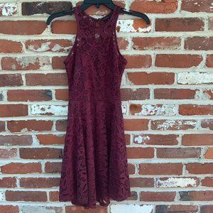 Maroon Lace Dress w/ keyhole back